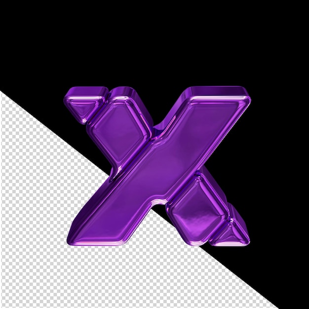 Purple 3d symbol made of diagonal blocks letter x