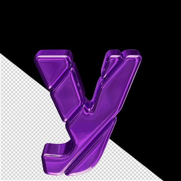 Purple 3d symbol made of diagonal blocks letter y