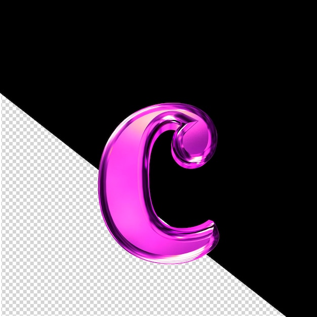 PSD purple 3d symbol with bevel letter c