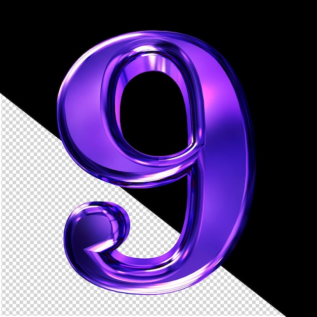 Purple 3D symbol with bevel number 9