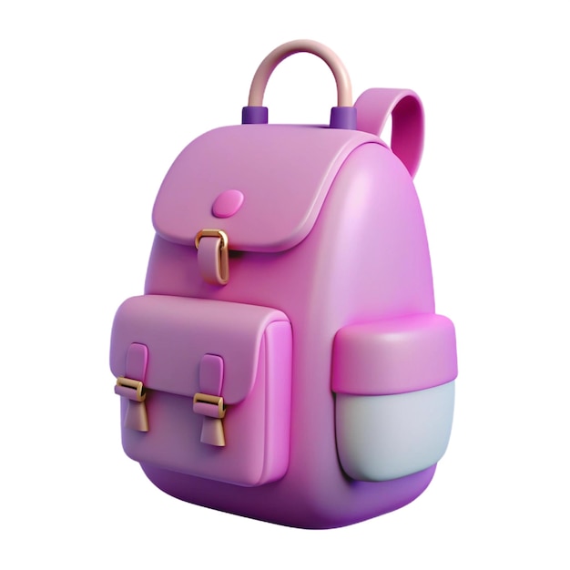 a purple backpack with a pink handle and a purple bag