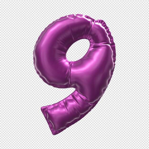 PSD purple balloon with the number 9 on it