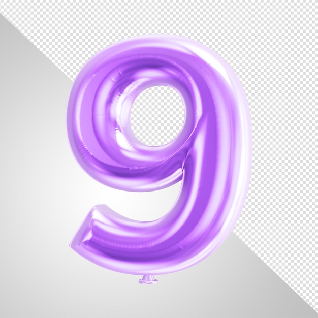 A purple balloon with the number 9 in the middle.