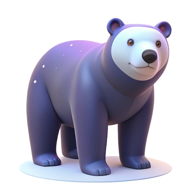 a purple bear with a purple nose and a black nose