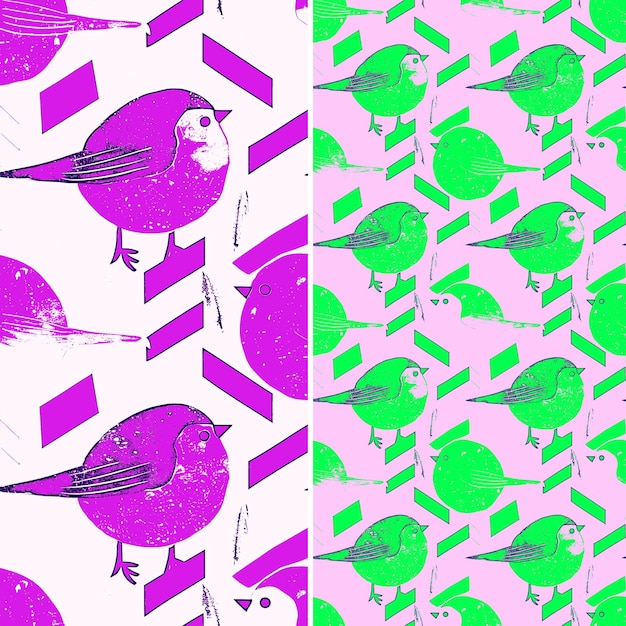 PSD purple bird with green and purple feathers on a white background