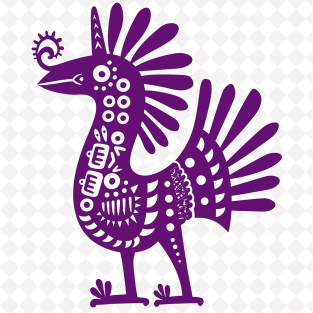 a purple bird with a pattern of a bird on it