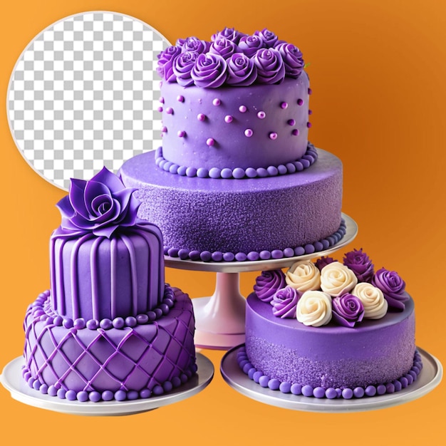 PSD a purple birthday cake with a birthday cake