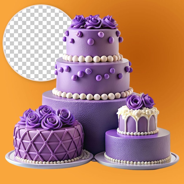 PSD a purple birthday cake with a birthday cake