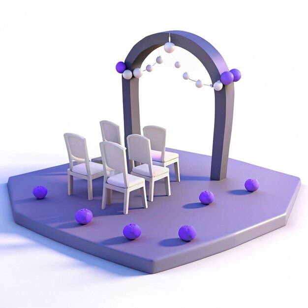 PSD a purple and black stage with purple and white objects on it