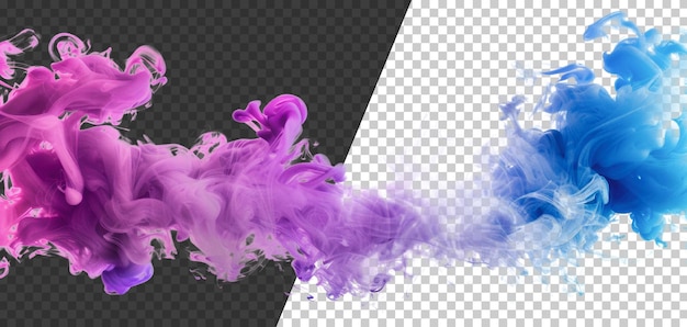 Purple and blue ink swirling in water cut out stock png