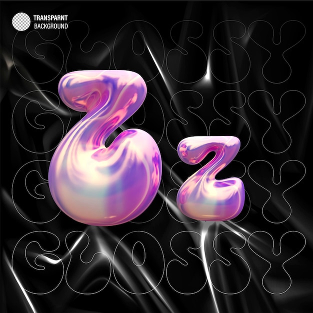 PSD purple blue plastic 3d balloon bubble letter z latex glossy texture