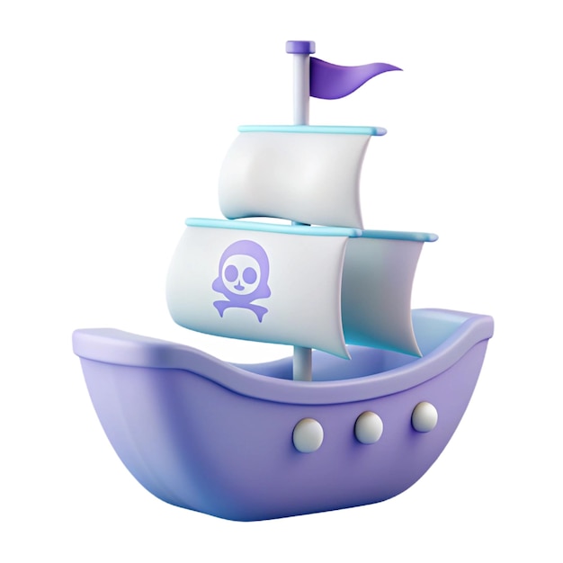 PSD a purple boat with a purple skull and a purple skull on it