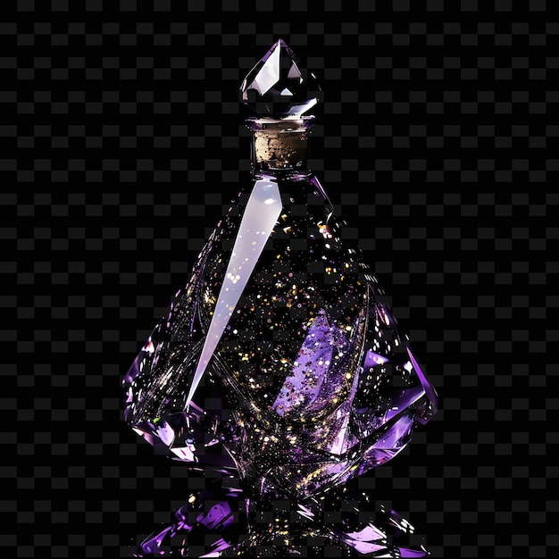 a purple bottle of purple diamond sits on a black background