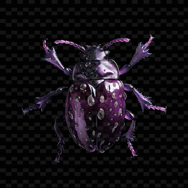 PSD a purple bug with a purple body and purple flowers on its back