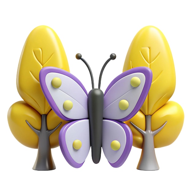 PSD a purple butterfly with a purple and yellow butterfly on the front