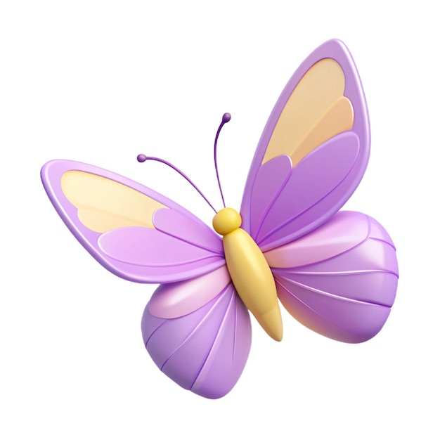 PSD a purple butterfly with yellow wings is shown on a white background