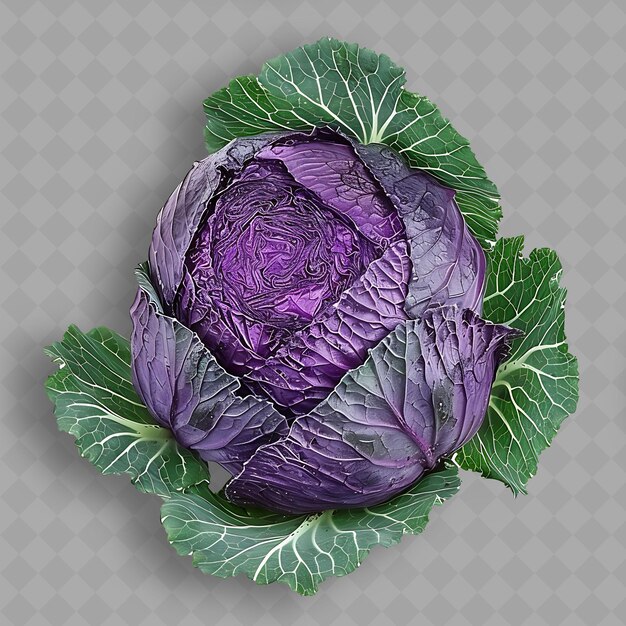 PSD a purple cabbage with the green leaves on it