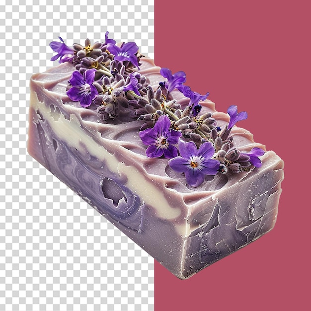 PSD a purple candle with purple flowers on it is next to a square shaped candle