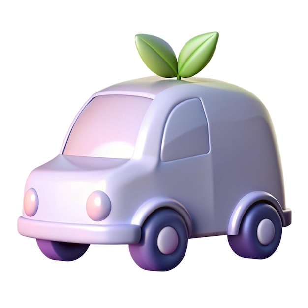 a purple car with a green leaf on the roof