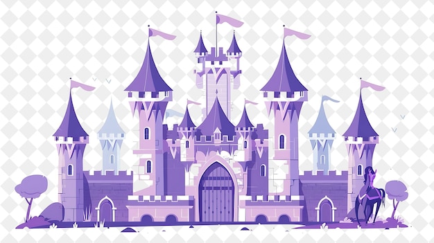 PSD a purple castle with a purple roof and the words quot the castle quot on the front