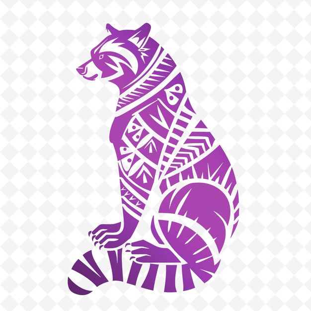 PSD purple cat with a pattern of a wolf on a white background