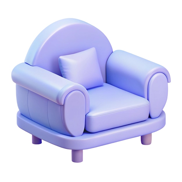 a purple chair with a pillow on it that says quot the word quot on the bottom