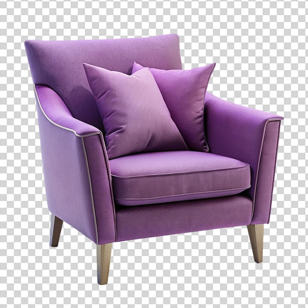 PSD purple chair with a pillow on it on transparent background