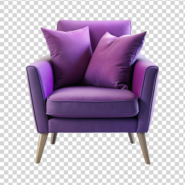 PSD purple chair with a pillow on it on transparent background