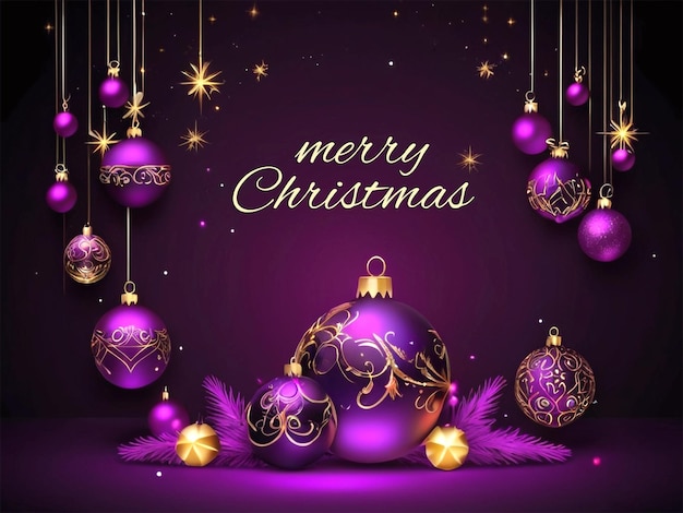 a purple christmas ball with the words merry christmas on it