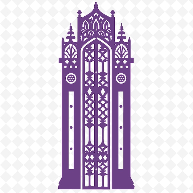 PSD a purple clock tower with a pattern of the image of a mosque