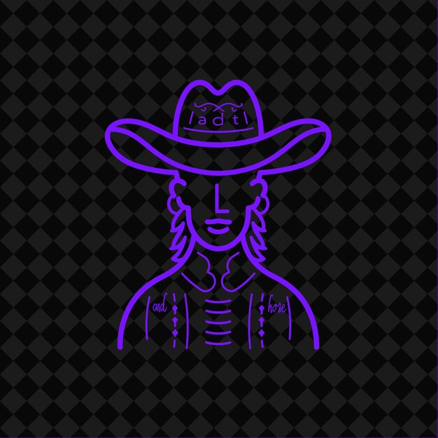 PSD a purple cowboy with a cowboy hat on the front