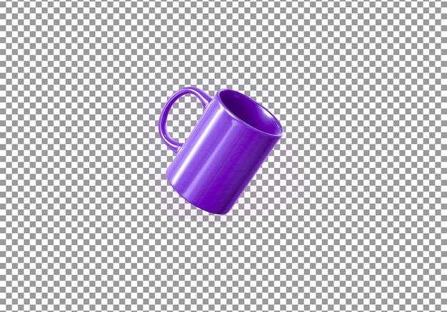 Purple cup with a handle on a transparent background