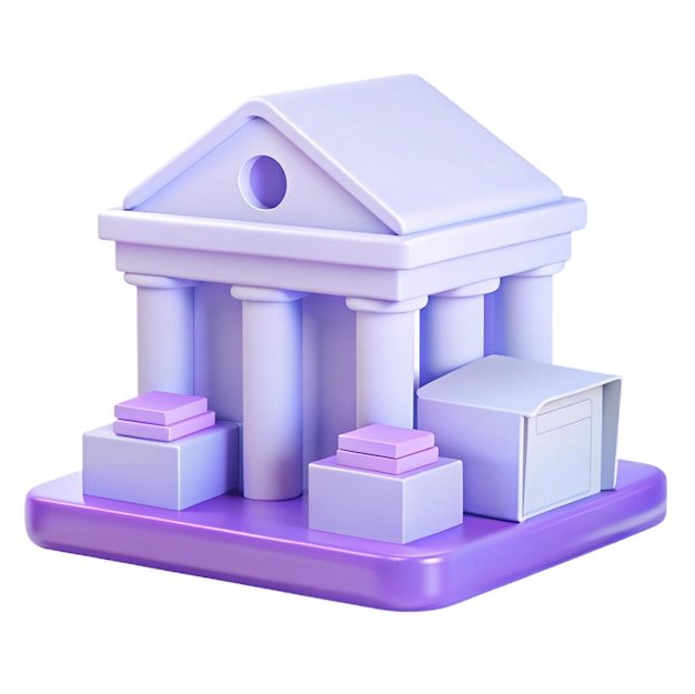 PSD a purple dollhouse with a white house on top of it