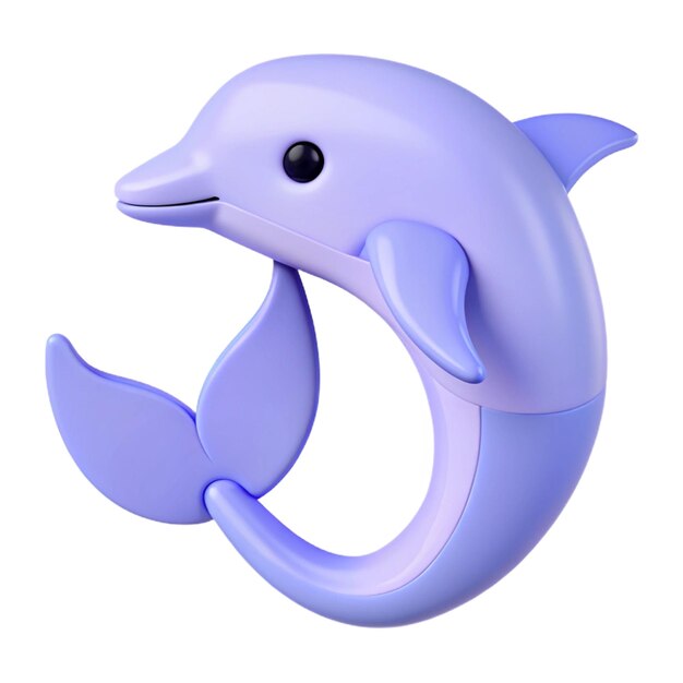 a purple dolphin with a black dot on its nose