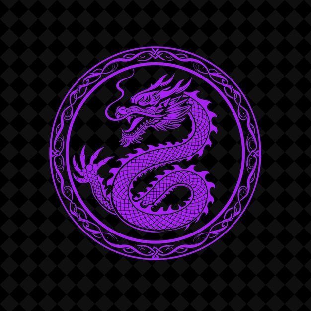 a purple dragon with a gold background and a black background with a black background