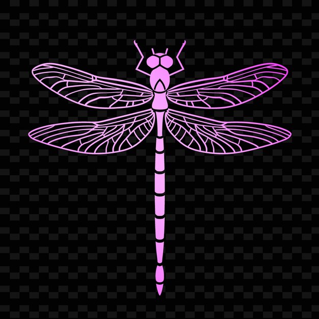 purple dragonfly with a pattern of lines on a transparent background