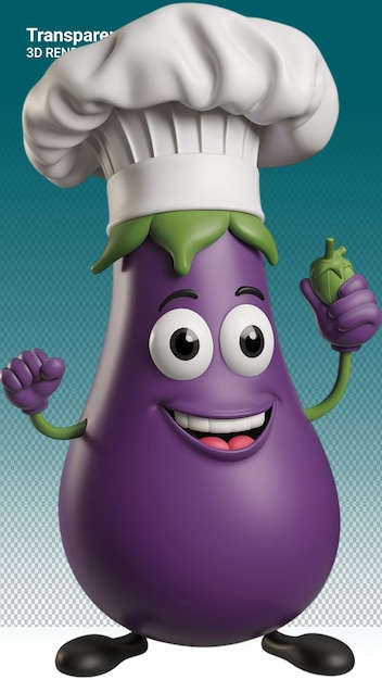 a purple eggplant with a white hat on it