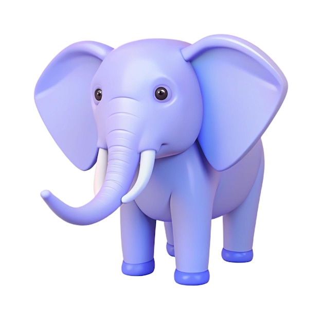 a purple elephant with a white tusk and the word elephant on it