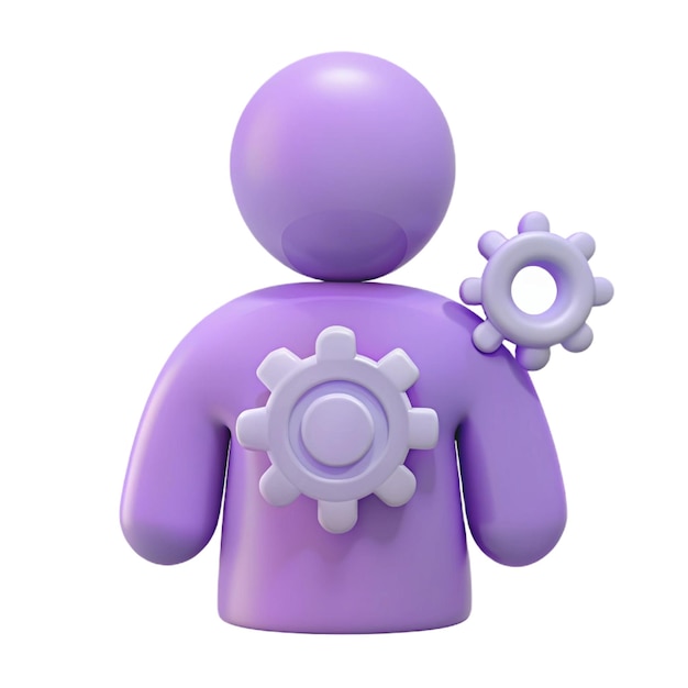 a purple figure with gears and gears on it