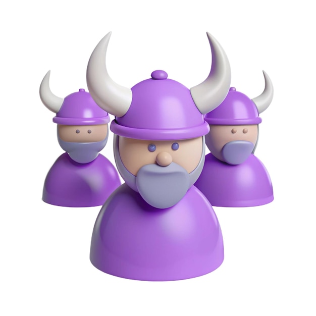 a purple figurine of a man with horns and horns