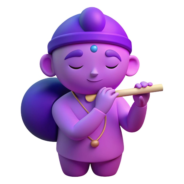 a purple figurine of a monkey playing the flute