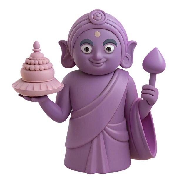 PSD a purple figurine with a pink statue of a god