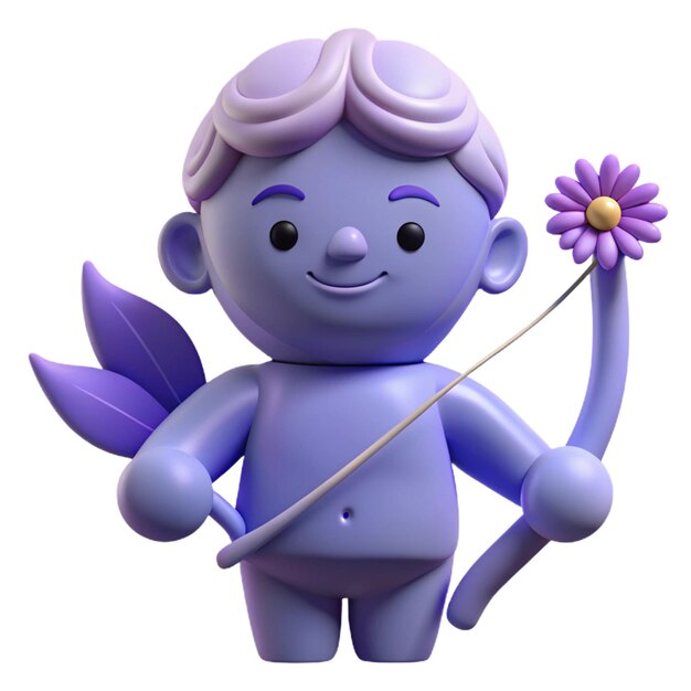 PSD a purple figurine with a purple flower in his hand