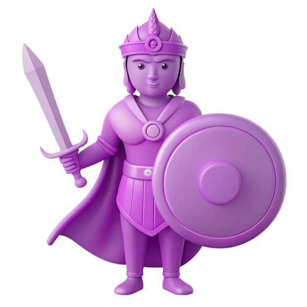 PSD a purple figurine with a sword and shield