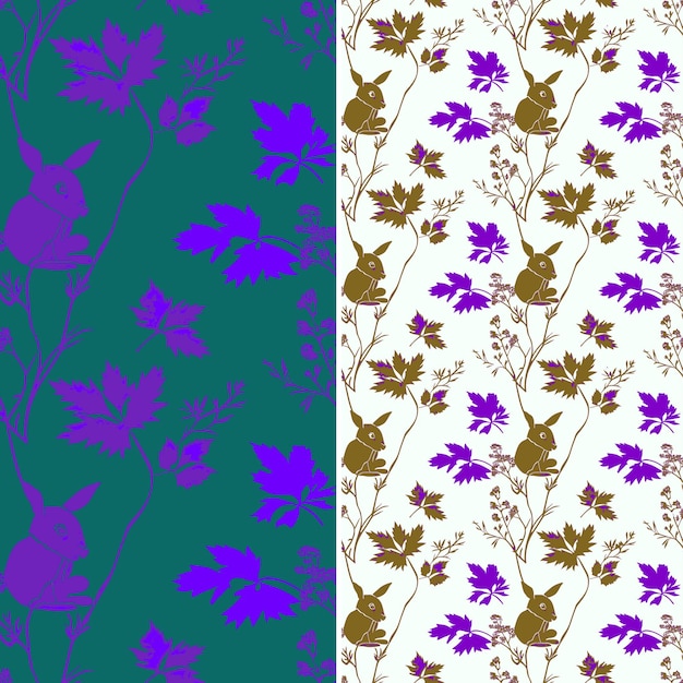 purple flowers and birds in purple and purple