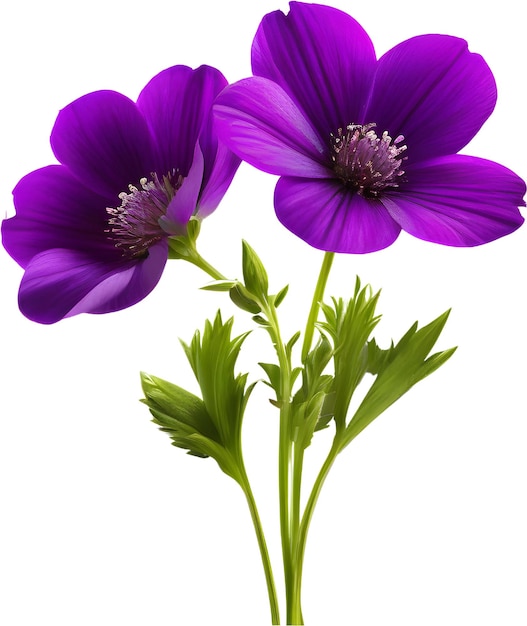 Purple flowers with stems AI Generated