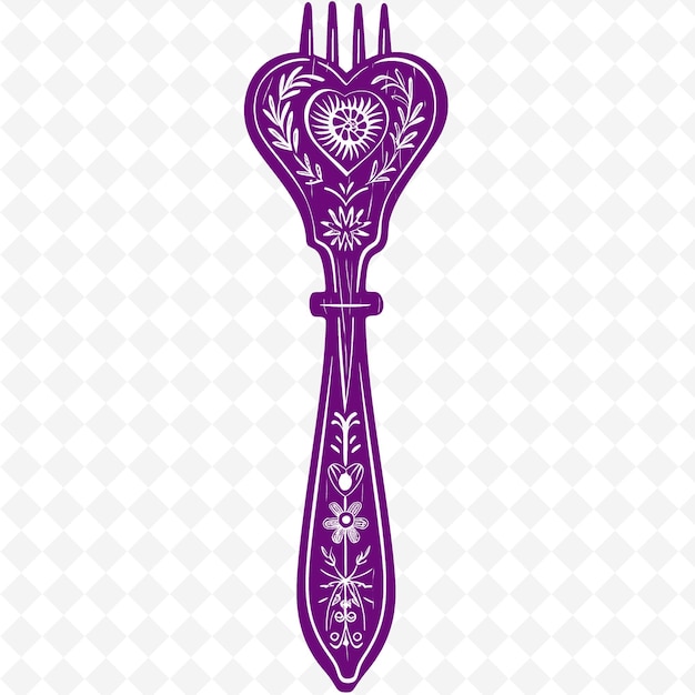 PSD a purple fork with a heart on it vector art illustration