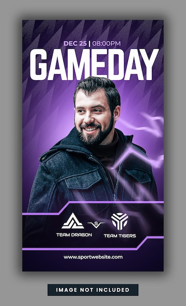 PSD purple gameday esport gaming instagram story template