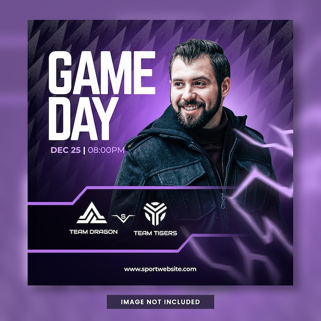 Purple Gameday esport gaming social mediatemplate