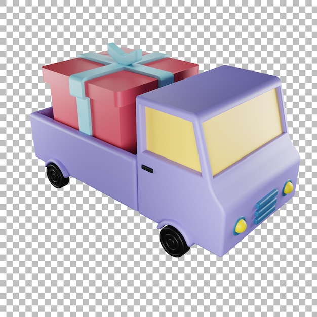 Purple gift box car front top view with transparent background png